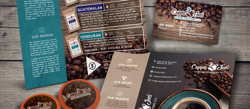 Cuppa Joe’s – brochure, k-cups, business card