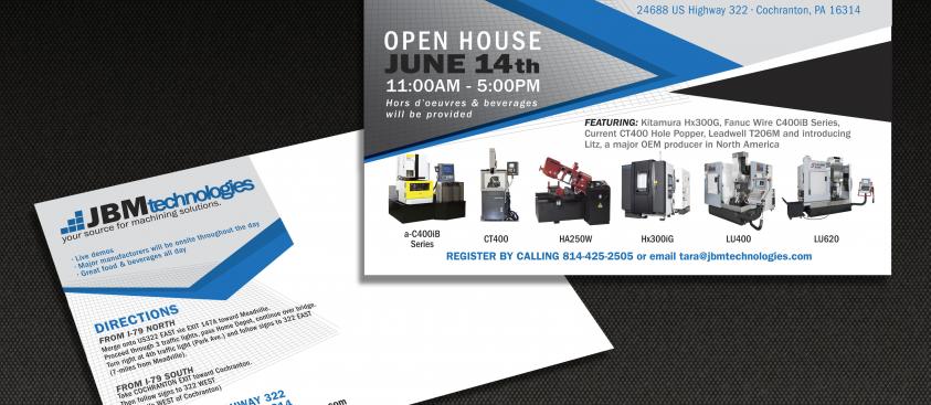 JBM Technologies – Open House Postcard